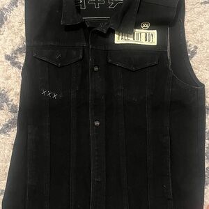 Black Denim Vest Fall Out Boy